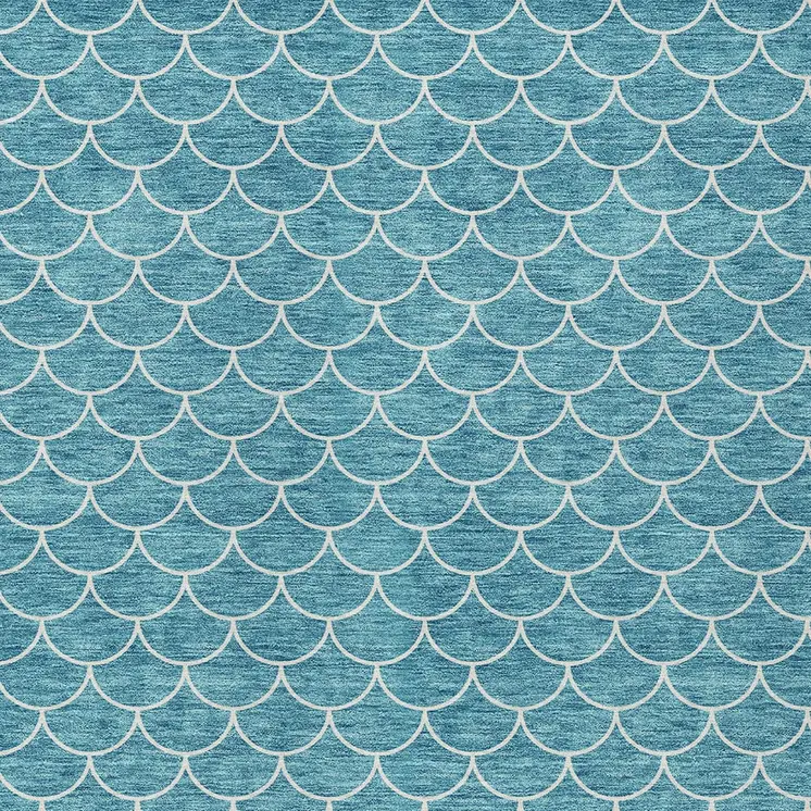 3' X 5' Teal Blue And Ivory Geometric Washable Indoor Outdoor Area Rug