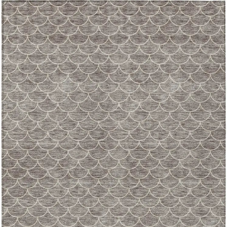 3' X 5' Taupe And Beige Geometric Washable Indoor Outdoor Area Rug