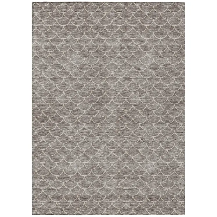 3' X 5' Taupe And Beige Geometric Washable Indoor Outdoor Area Rug