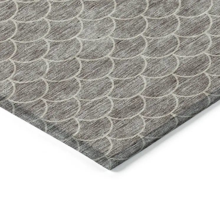 3' X 5' Taupe And Beige Geometric Washable Indoor Outdoor Area Rug