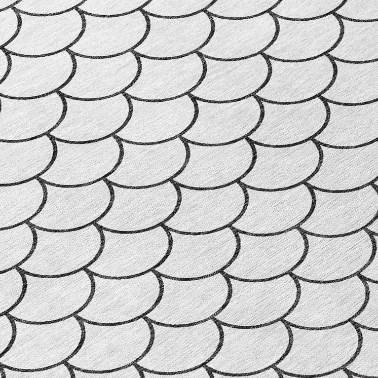 8' White And Black Round Geometric Washable Indoor Outdoor Area Rug