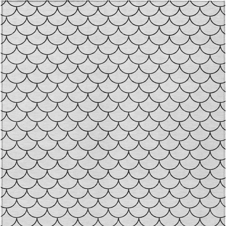 10' X 14' White And Black Geometric Washable Indoor Outdoor Area Rug
