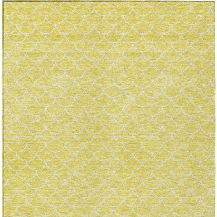 3' X 5' Yellow And Ivory Geometric Washable Indoor Outdoor Area Rug