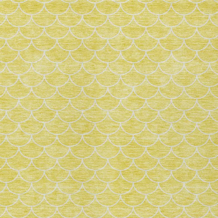 3' X 5' Yellow And Ivory Geometric Washable Indoor Outdoor Area Rug