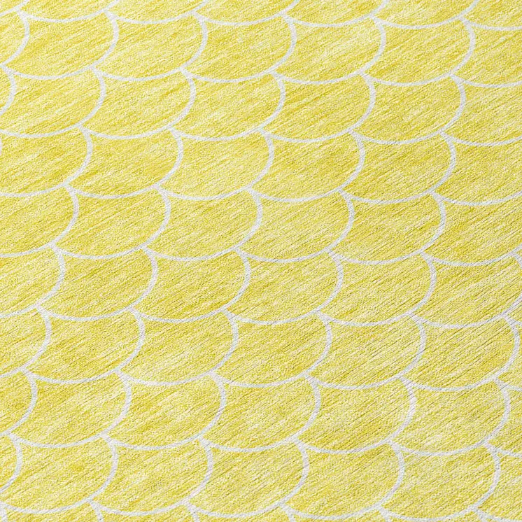 3' X 5' Yellow And Ivory Geometric Washable Indoor Outdoor Area Rug
