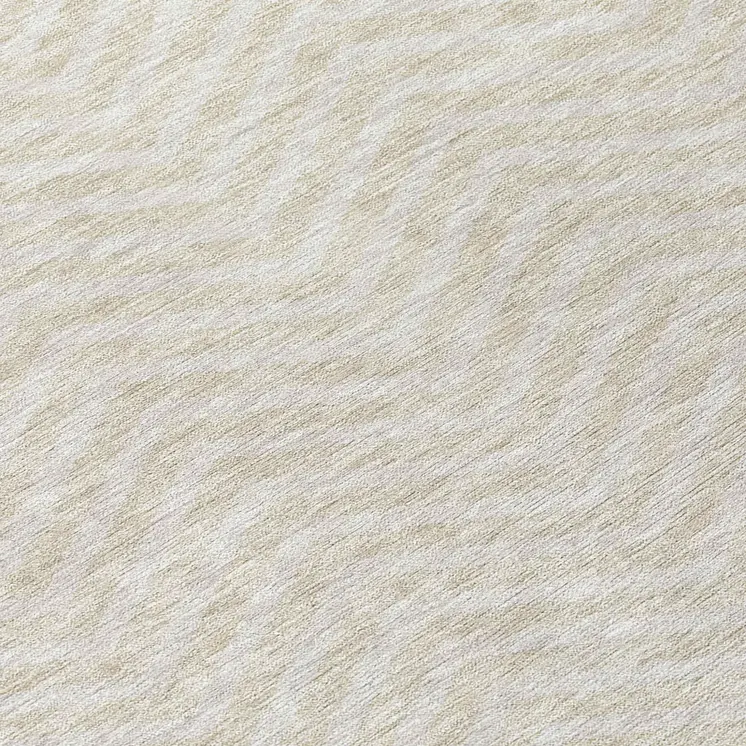 8' Beige And Gray Round Chevron Washable Indoor Outdoor Area Rug