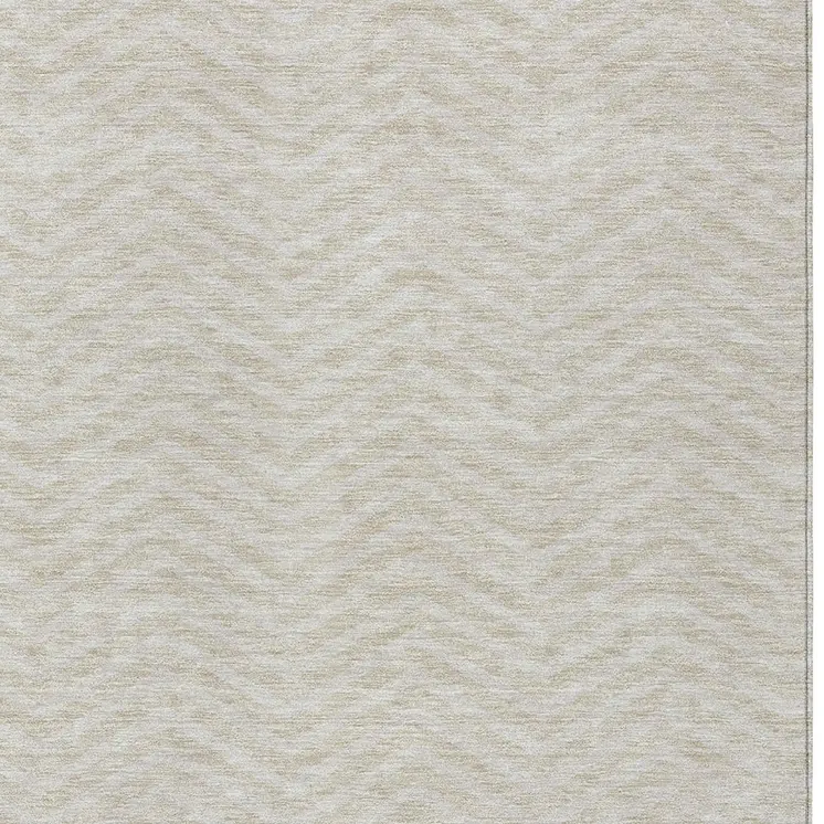 8' X 10' Beige And Gray Chevron Washable Indoor Outdoor Area Rug