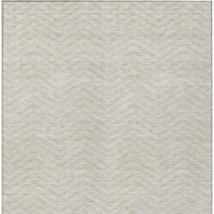 10' X 14' Beige And Gray Chevron Washable Indoor Outdoor Area Rug