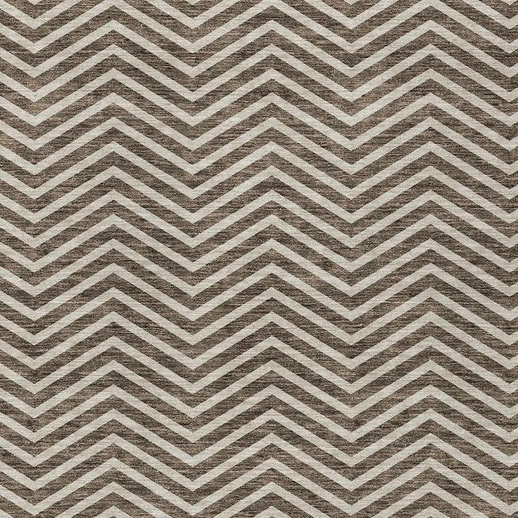 5' X 8' Brown And Beige Chevron Washable Indoor Outdoor Area Rug