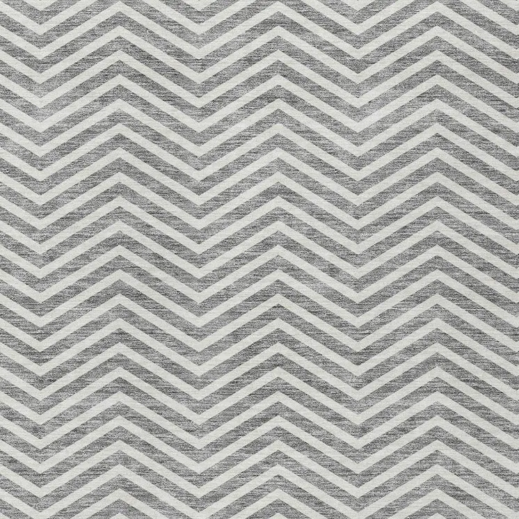 3' X 5' Gray And Ivory Chevron Washable Indoor Outdoor Area Rug