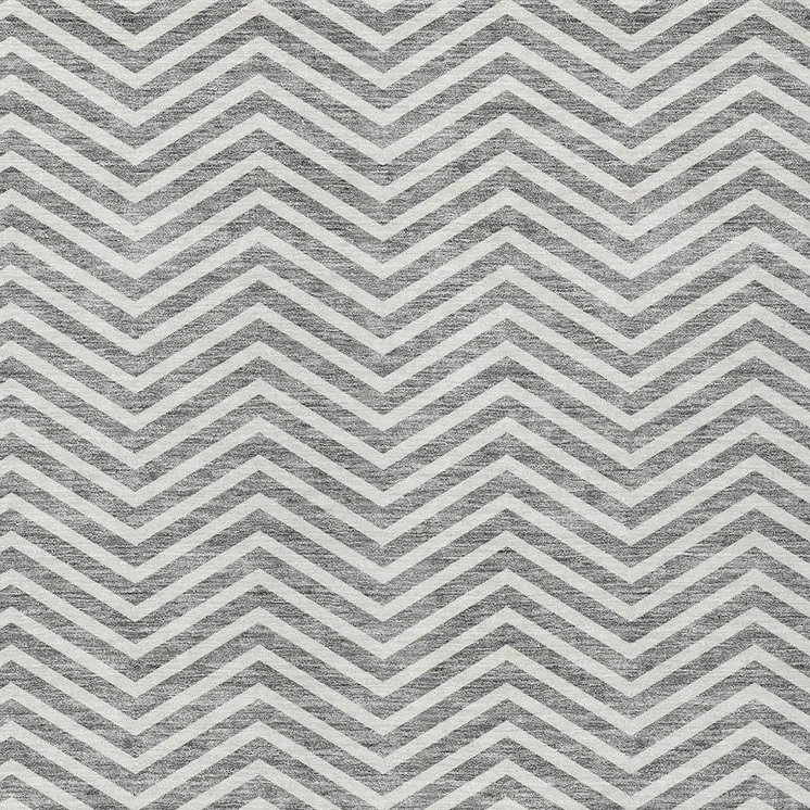 5' X 8' Gray And Ivory Chevron Washable Indoor Outdoor Area Rug