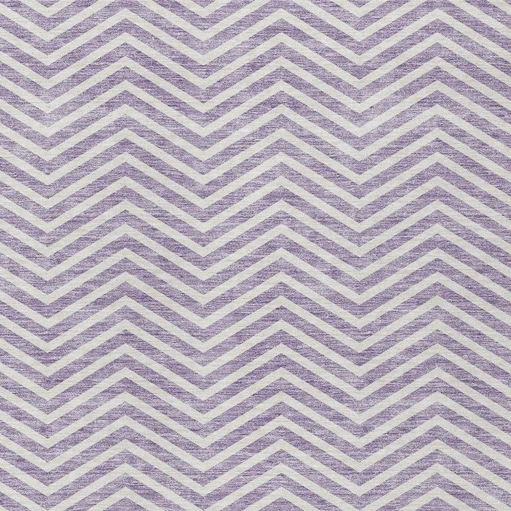 3' X 5' Lilac And Ivory Chevron Washable Indoor Outdoor Area Rug