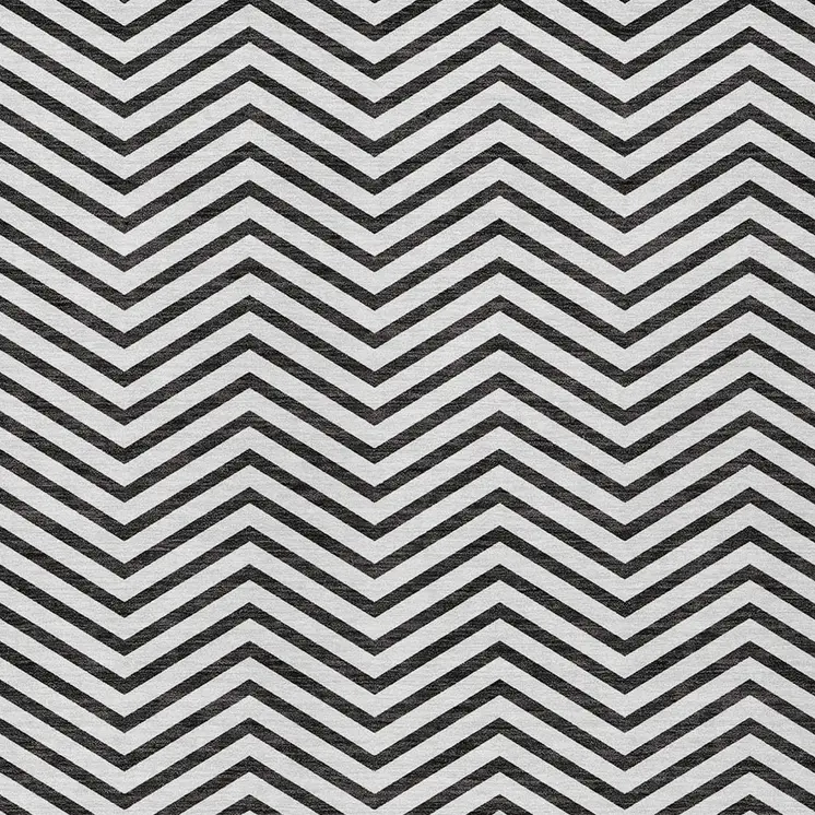 3' X 5' White And Black Chevron Washable Indoor Outdoor Area Rug