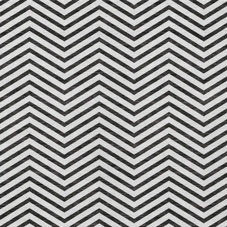 5' X 8' White And Black Chevron Washable Indoor Outdoor Area Rug