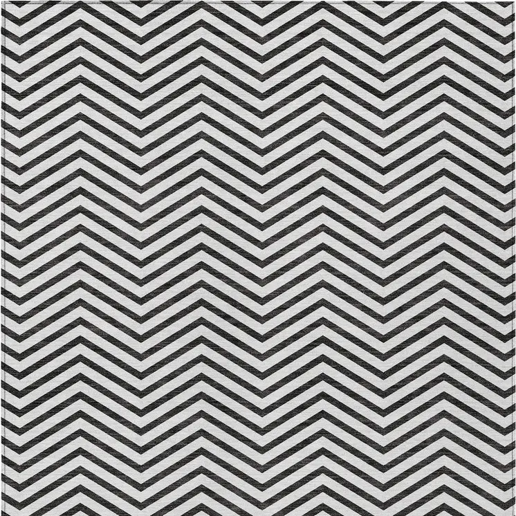 8' X 10' White And Black Chevron Washable Indoor Outdoor Area Rug