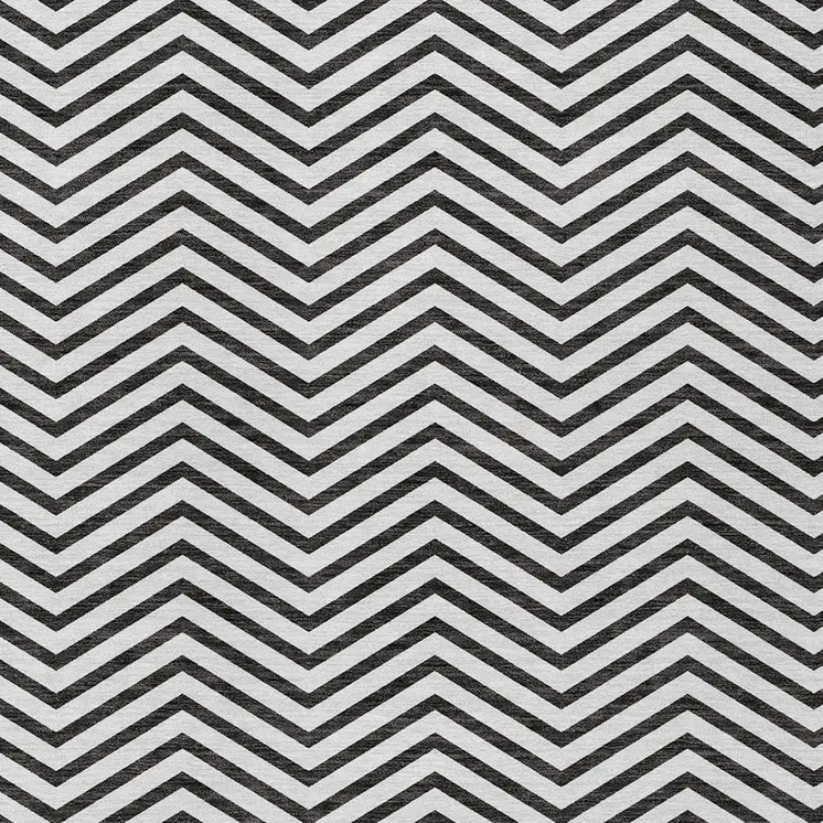 8' X 10' White And Black Chevron Washable Indoor Outdoor Area Rug