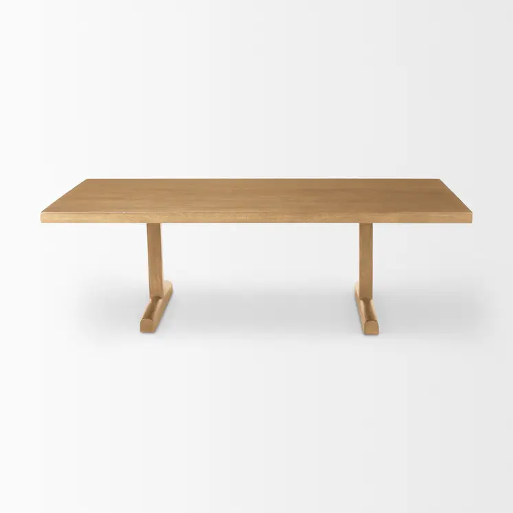 55" Natural Solid Wood Double Pedestal Coffee Table