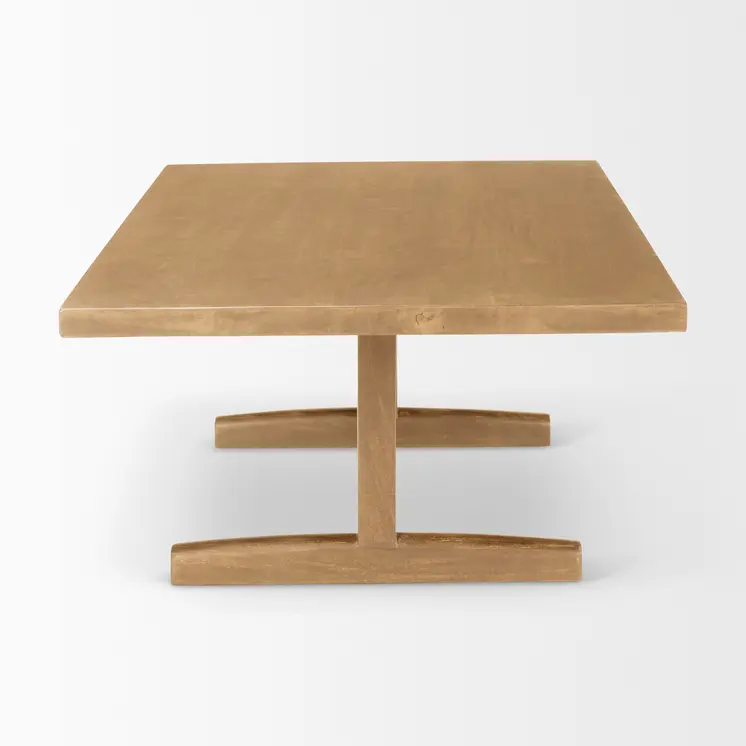 55" Natural Solid Wood Double Pedestal Coffee Table