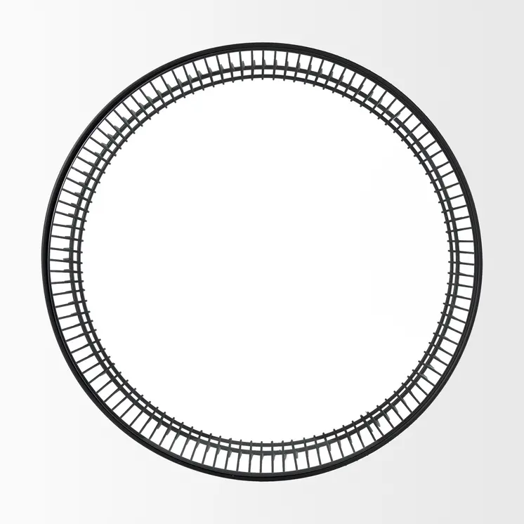 30" Black and Clear Glass and Iron Round Frame Coffee Table