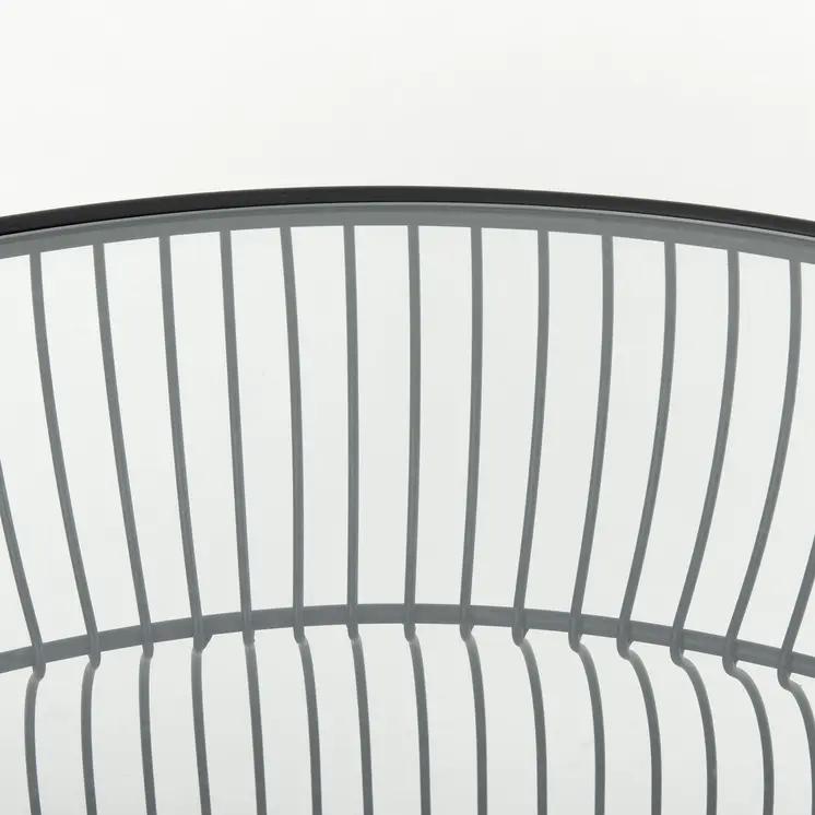 30" Black and Clear Glass and Iron Round Frame Coffee Table