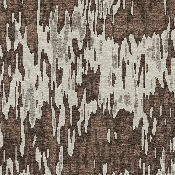 8' X 10' Brown Beige And Gray Striped Washable Indoor Outdoor Area Rug