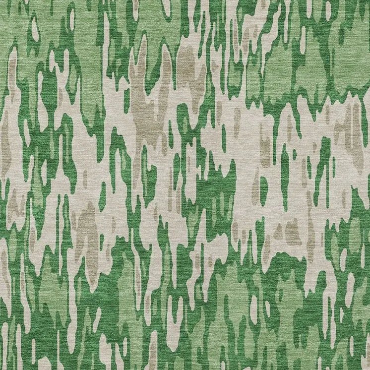 8' X 10' Green And Gray Striped Washable Indoor Outdoor Area Rug