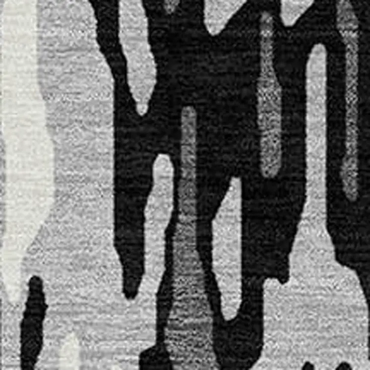 9' X 12' Gray Black And Ivory Striped Washable Indoor Outdoor Area Rug
