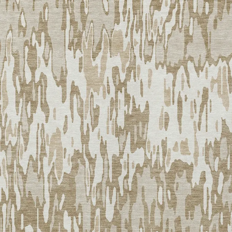 5' X 8' Ivory Brown And Beige Striped Washable Indoor Outdoor Area Rug