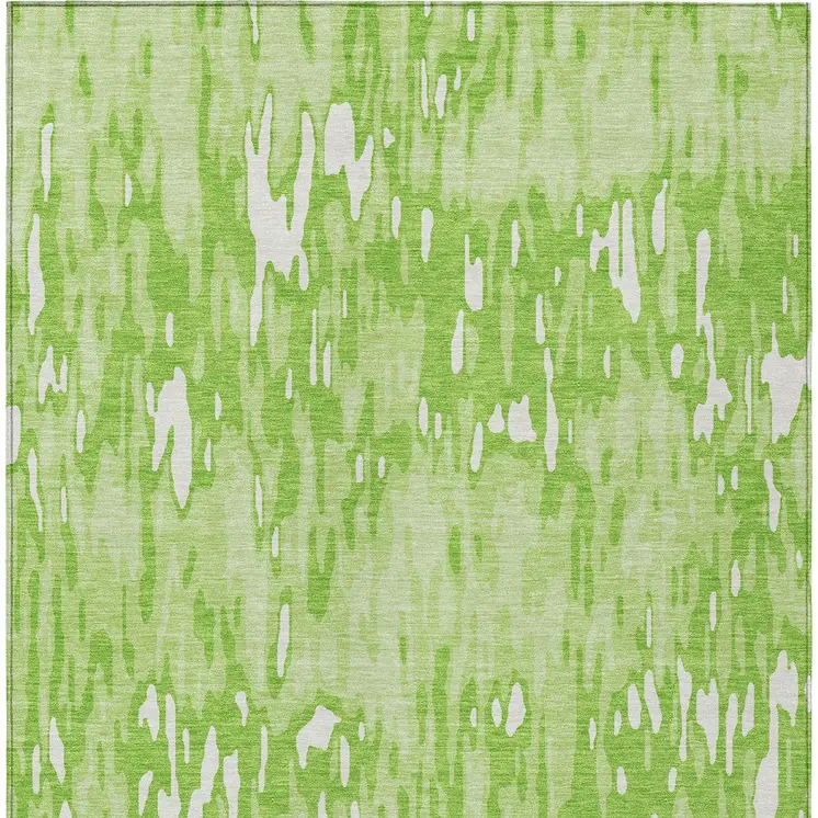3' X 5' Lime Green And Ivory Striped Washable Indoor Outdoor Area Rug