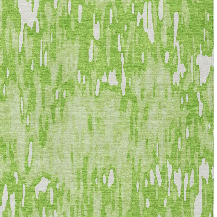 5' X 8' Lime Green And Ivory Striped Washable Indoor Outdoor Area Rug