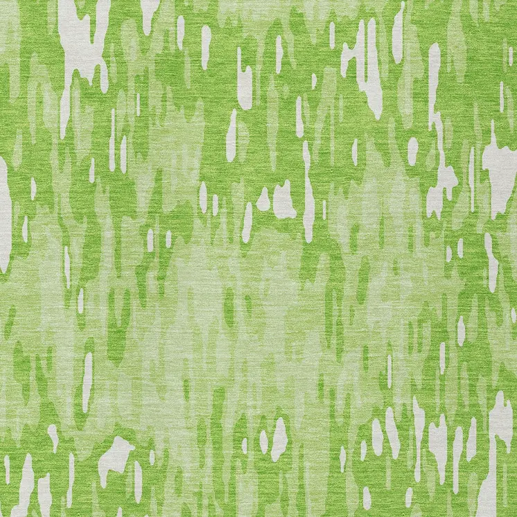 8' X 10' Lime Green And Ivory Striped Washable Indoor Outdoor Area Rug