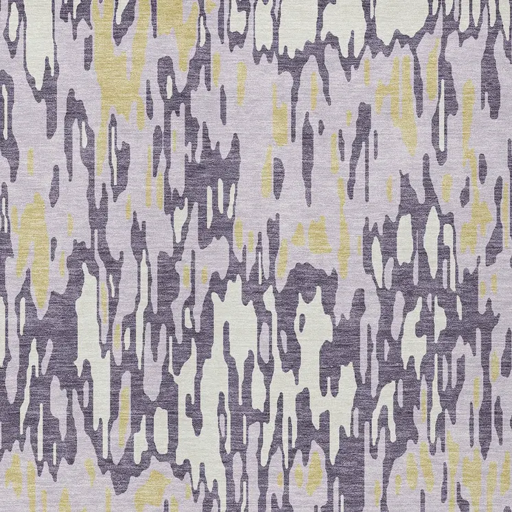 10' X 14' Purple Gold And Ivory Striped Washable Indoor Outdoor Area Rug