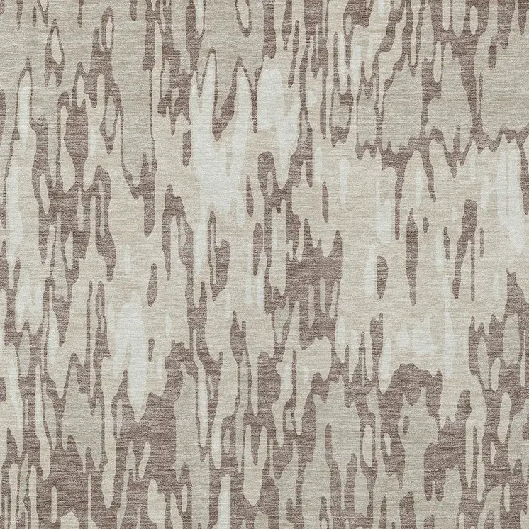 8' X 10' Ivory Beige And Brown Striped Washable Indoor Outdoor Area Rug