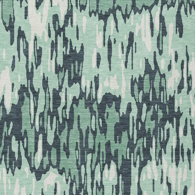 3' X 5' Sage Black And Ivory Striped Washable Indoor Outdoor Area Rug