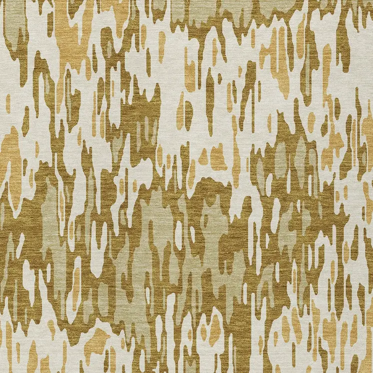 3' X 5' Wheat Gold And Beige Striped Washable Indoor Outdoor Area Rug