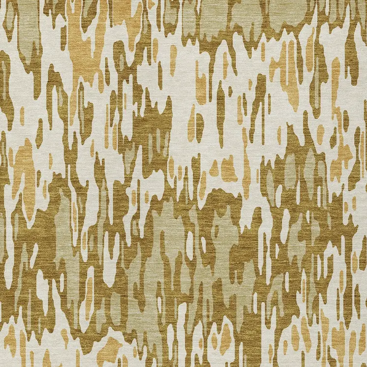 10' X 14' Wheat Gold And Beige Striped Washable Indoor Outdoor Area Rug