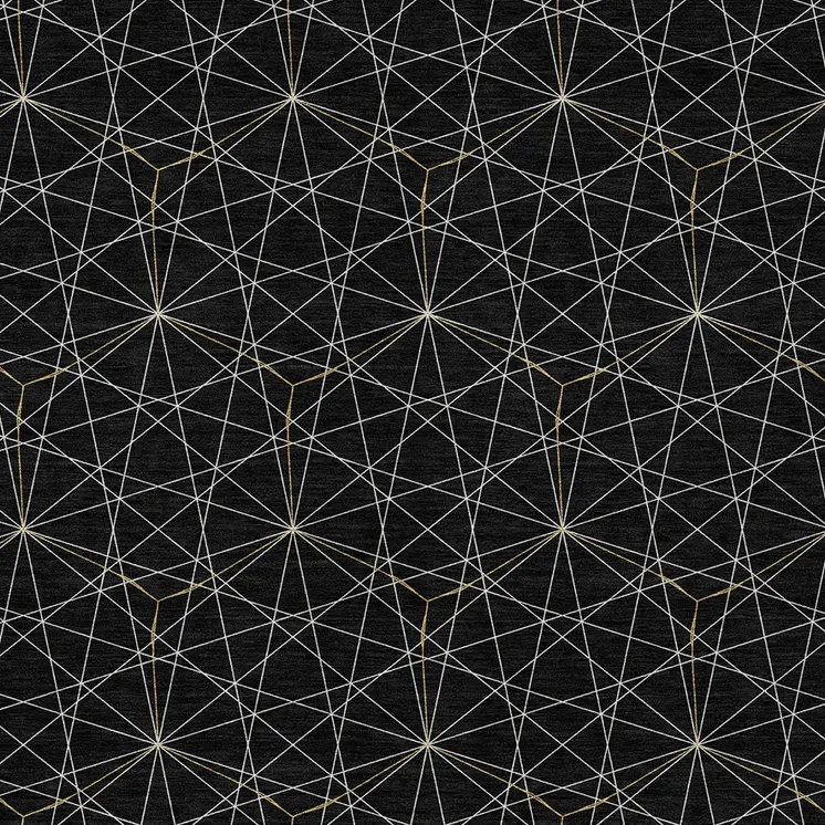 8' X 10' Black And Ivory Geometric Washable Indoor Outdoor Area Rug