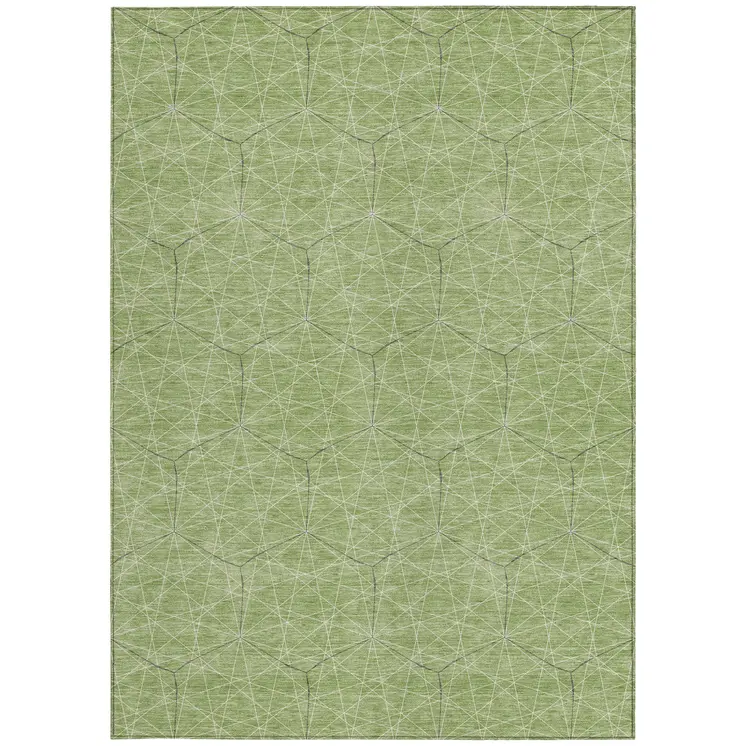 3' X 5' Green Black And Ivory Geometric Washable Indoor Outdoor Area Rug