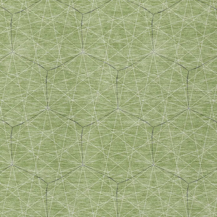 5' X 8' Green Black And Ivory Geometric Washable Indoor Outdoor Area Rug