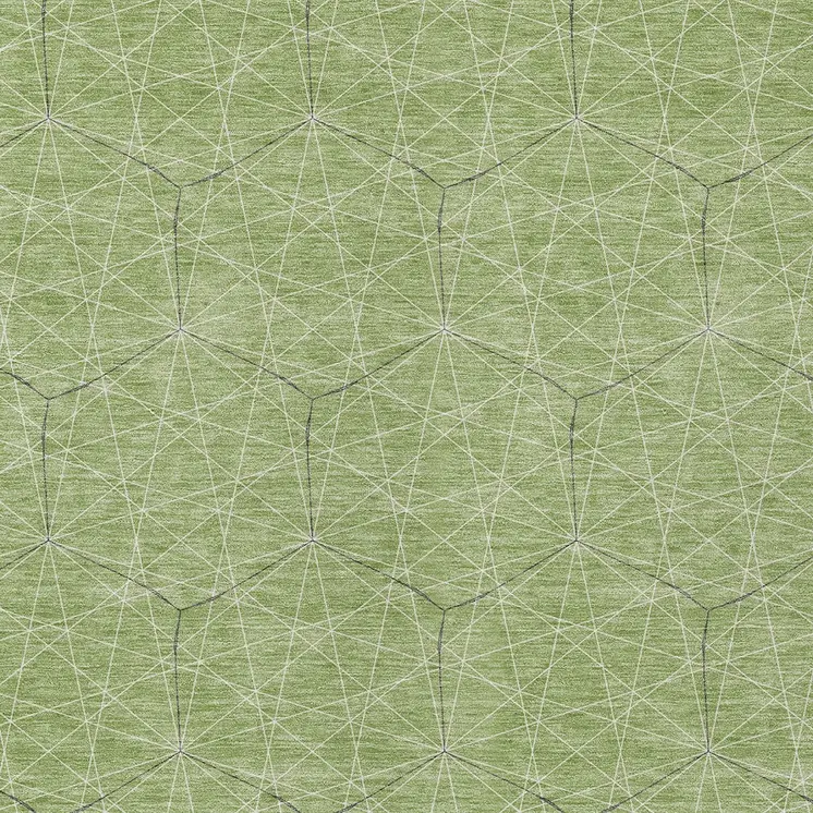 10' X 14' Green Black And Ivory Geometric Washable Indoor Outdoor Area Rug