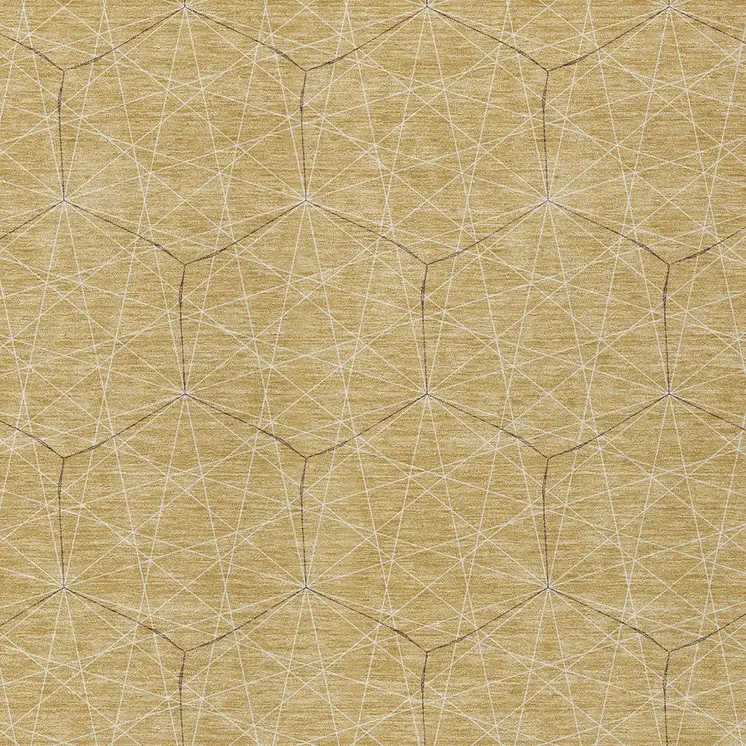 8' X 10' Gold Black And Beige Geometric Washable Indoor Outdoor Area Rug