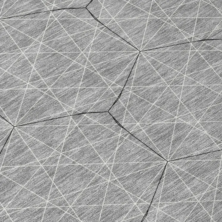 8' Gray Black And Ivory Round Geometric Washable Indoor Outdoor Area Rug