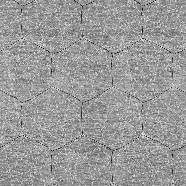 8' X 10' Gray Black And Ivory Geometric Washable Indoor Outdoor Area Rug