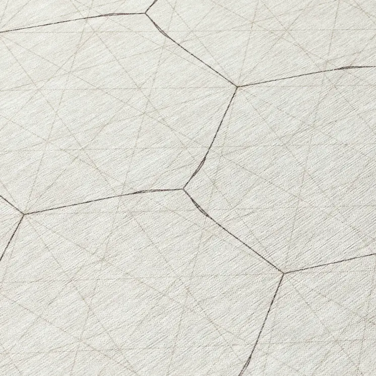 8' Ivory Beige And Black Round Geometric Washable Indoor Outdoor Area Rug