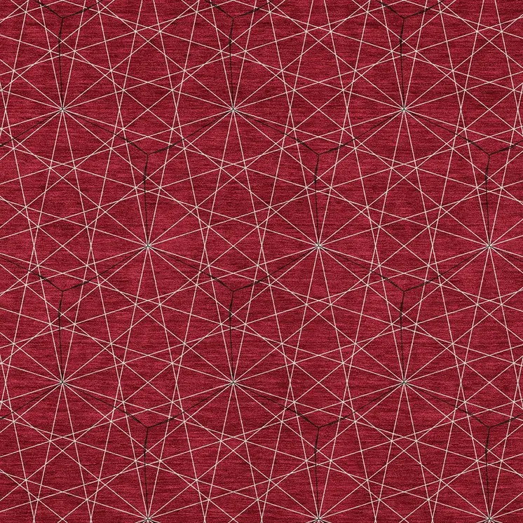 8' X 10' Red Black And Ivory Geometric Washable Indoor Outdoor Area Rug
