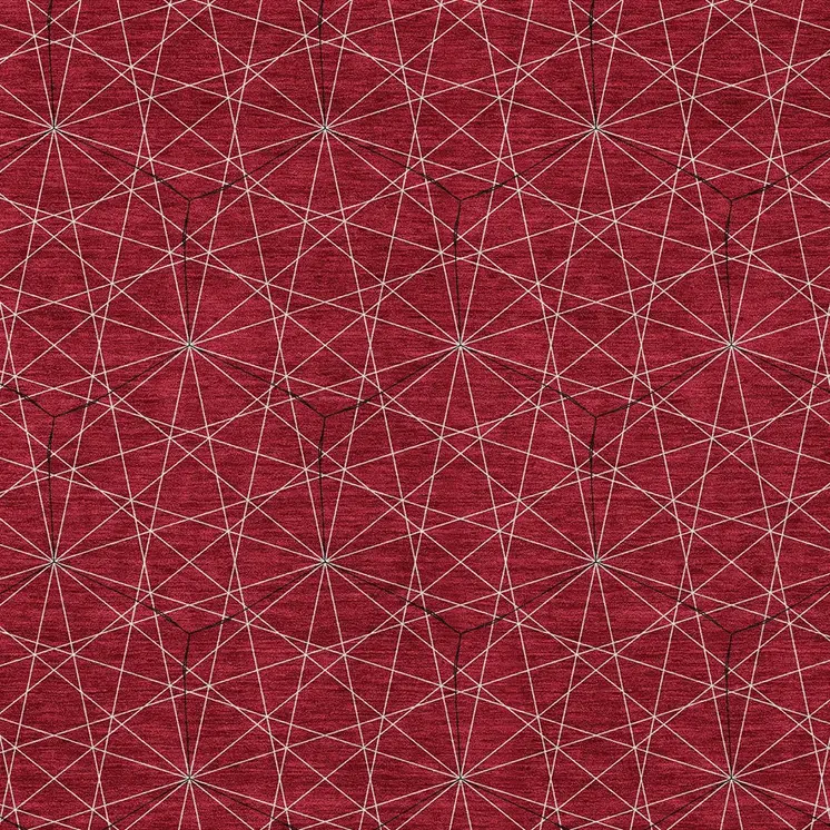 10' X 14' Red Black And Ivory Geometric Washable Indoor Outdoor Area Rug