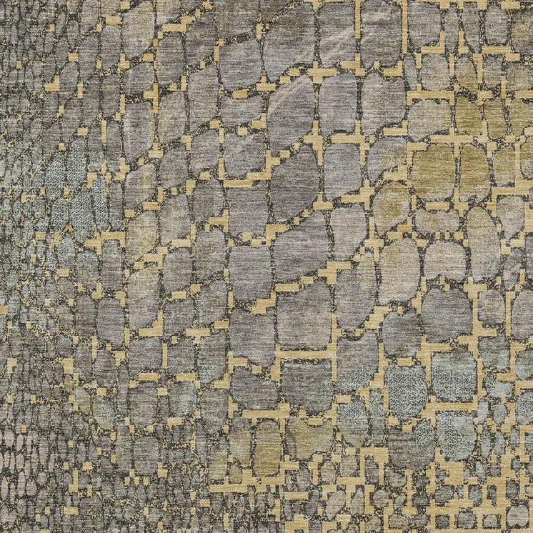 3' X 5' Gold And Gray Abstract Washable Indoor Outdoor Area Rug