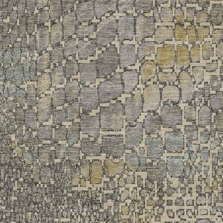 5' X 8' Ivory Gray And Black Abstract Washable Indoor Outdoor Area Rug