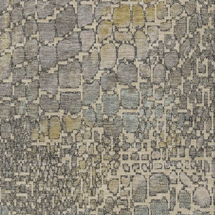 8' X 10' Ivory Gray And Black Abstract Washable Indoor Outdoor Area Rug