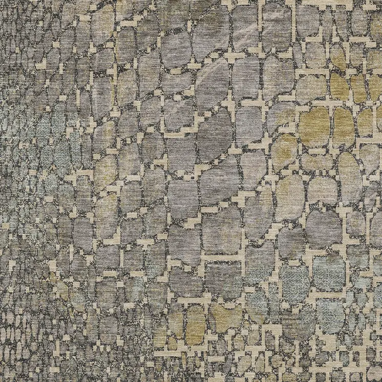 9' X 12' Ivory Gray And Black Abstract Washable Indoor Outdoor Area Rug